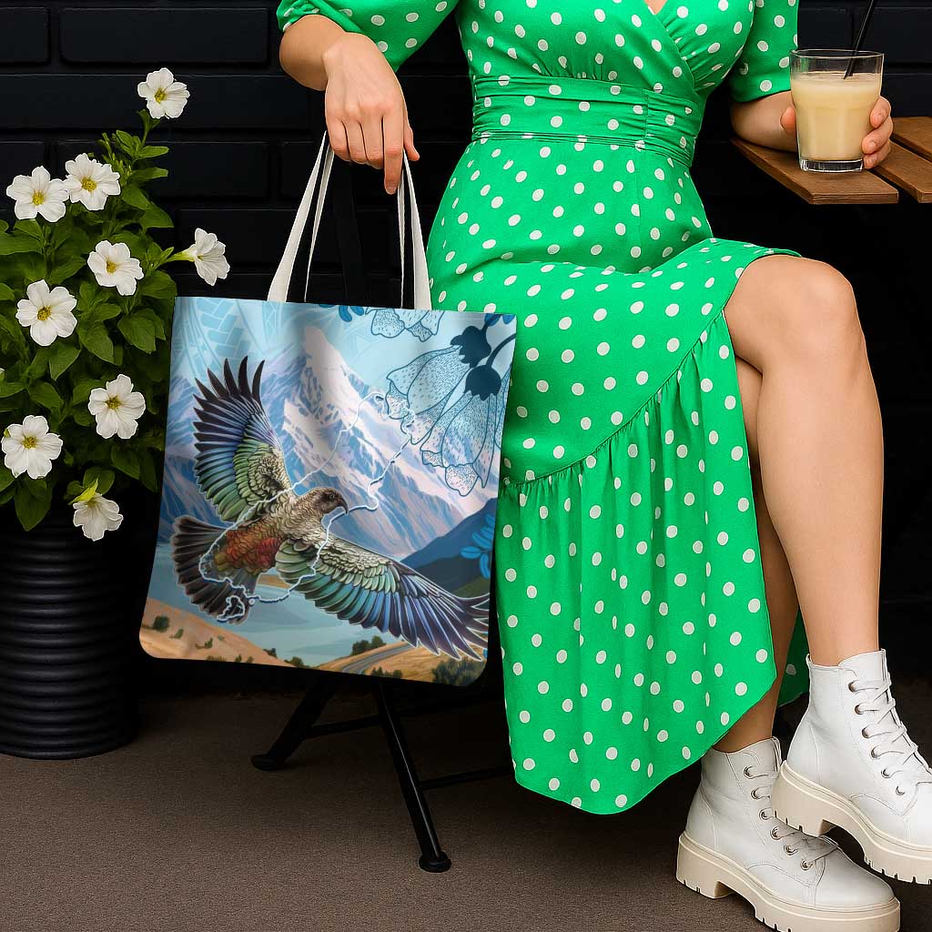 New Zealand South Island Tote Bag Te Waipounamu Aoraki Kea Bird - Polynesian Pride
