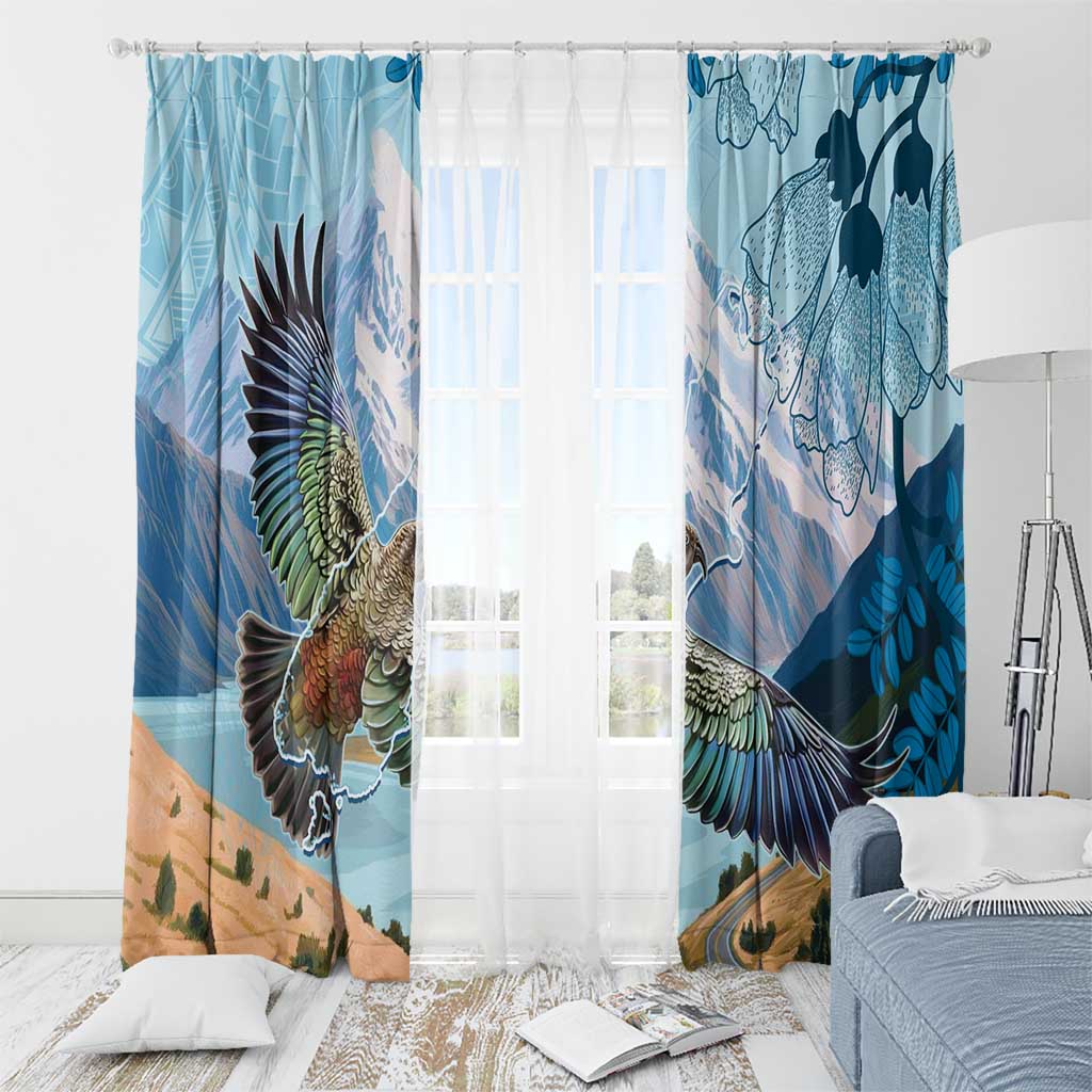 New Zealand South Island Window Curtain Te Waipounamu Aoraki Kea Bird LT14 - Polynesian Pride