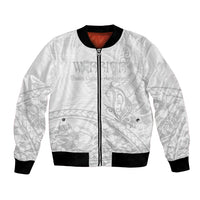 Polynesia Brain Cancer Awareness Bomber Jacket In May We Wear Grey LT14 Unisex White - Polynesian Pride
