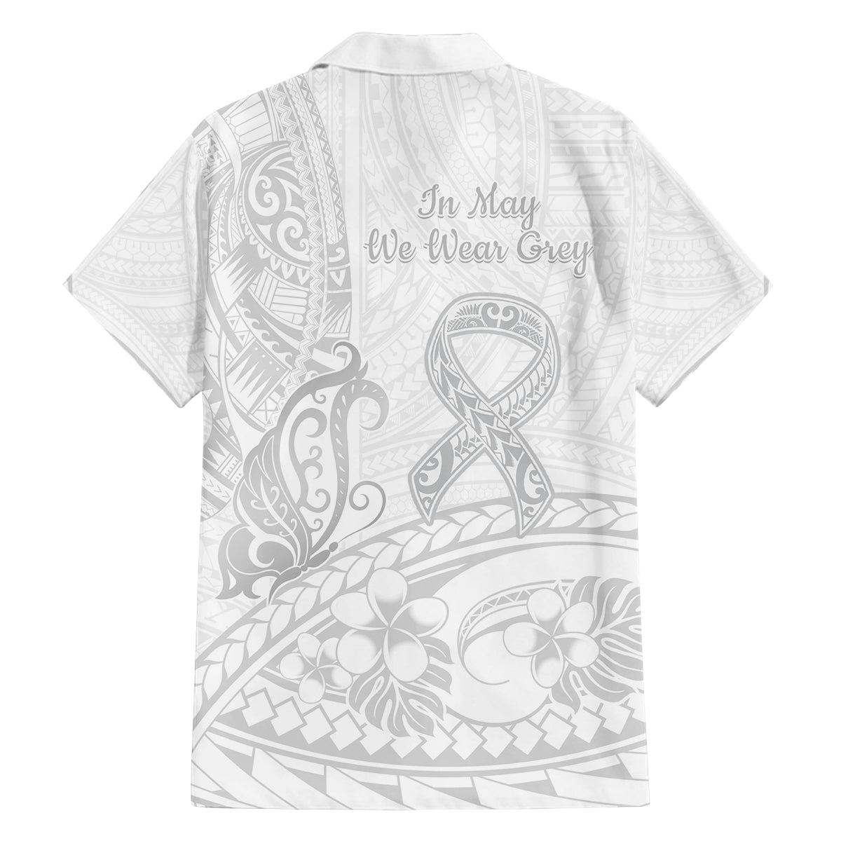 Polynesia Brain Cancer Awareness Family Matching Puletasi and Hawaiian Shirt In May We Wear Grey LT14 - Polynesian Pride