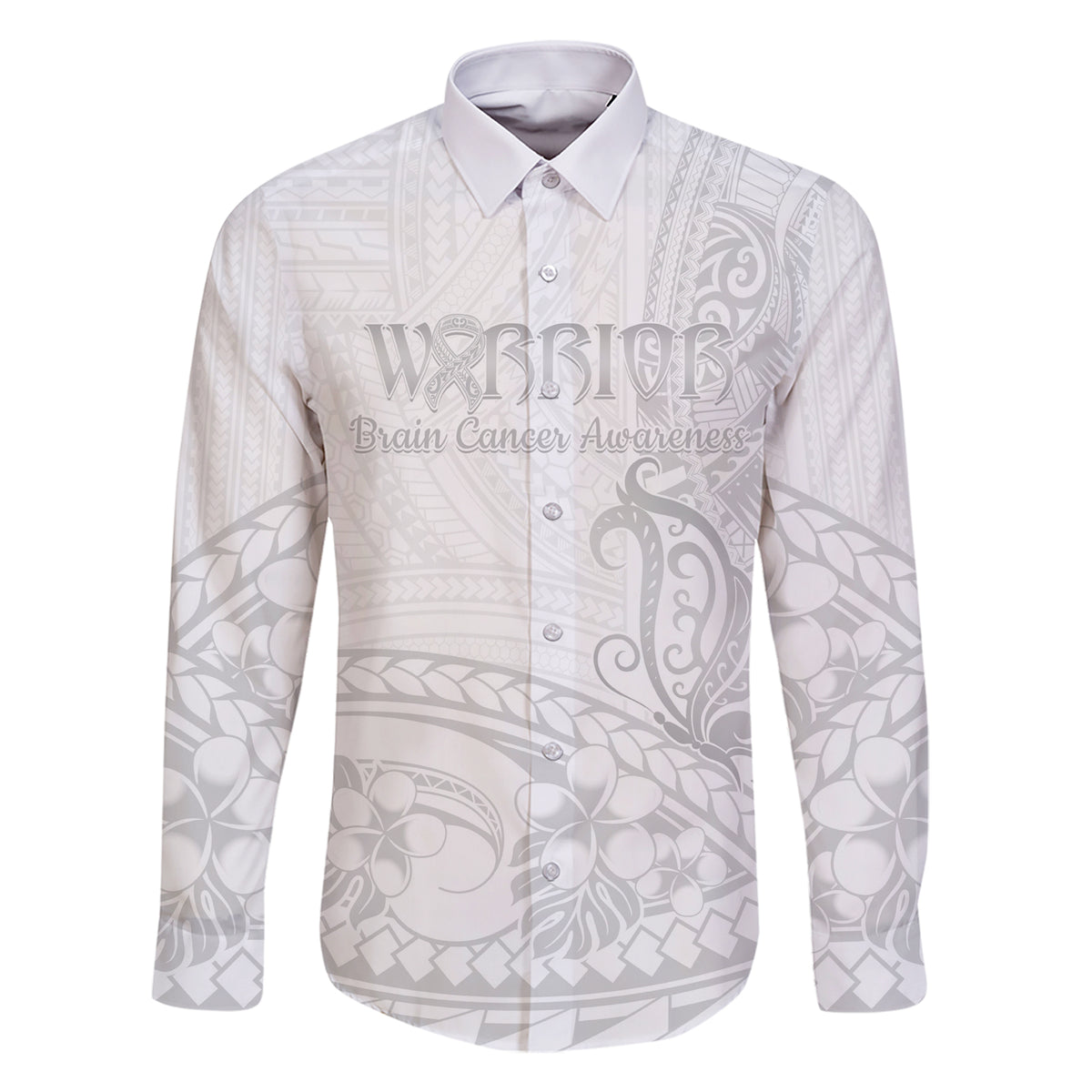 Polynesia Brain Cancer Awareness Family Matching Short Sleeve Bodycon Dress and Hawaiian Shirt In May We Wear Grey LT14 Dad's Shirt - Long Sleeve White - Polynesian Pride