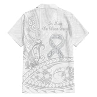 Polynesia Brain Cancer Awareness Family Matching Tank Maxi Dress and Hawaiian Shirt In May We Wear Grey