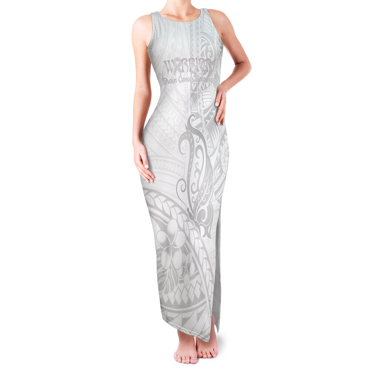 Polynesia Brain Cancer Awareness Family Matching Tank Maxi Dress and Hawaiian Shirt In May We Wear Grey