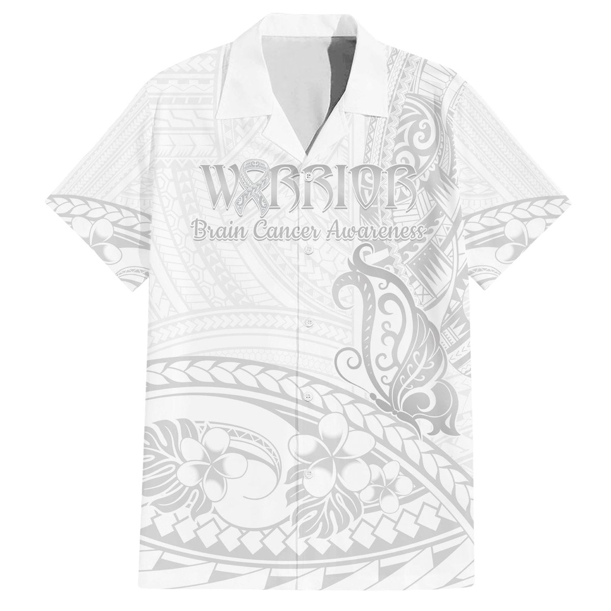 Polynesia Brain Cancer Awareness Hawaiian Shirt In May We Wear Grey LT14 White - Polynesian Pride