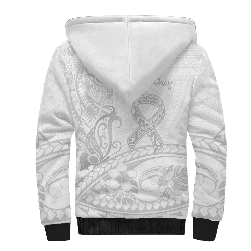 Polynesia Brain Cancer Awareness Sherpa Hoodie In May We Wear Grey LT14 - Polynesian Pride