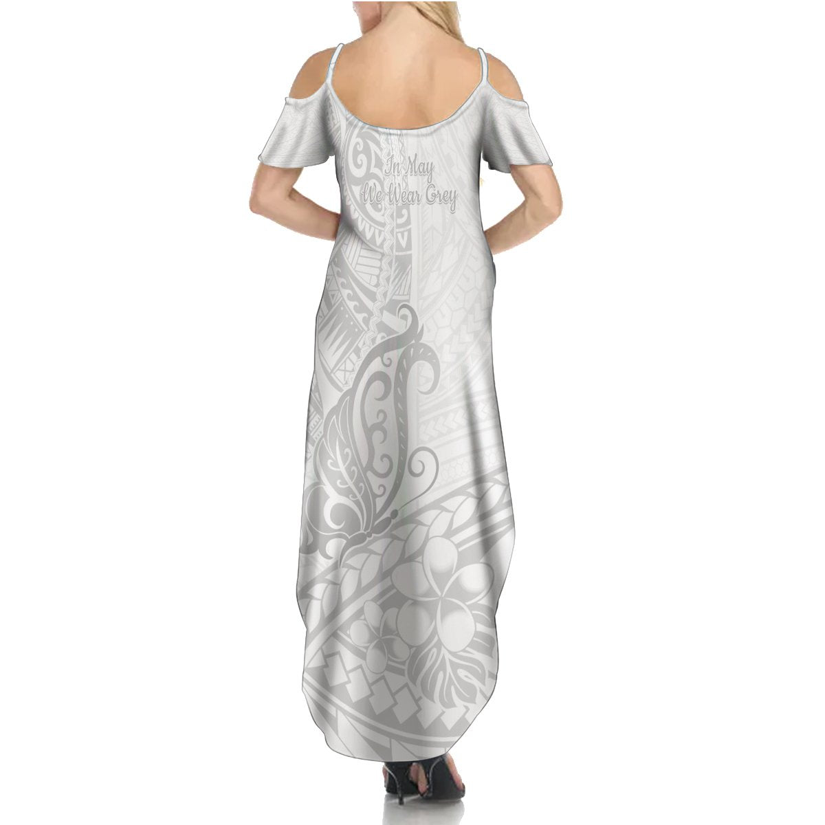 Polynesia Brain Cancer Awareness Summer Maxi Dress In May We Wear Grey LT14 - Polynesian Pride
