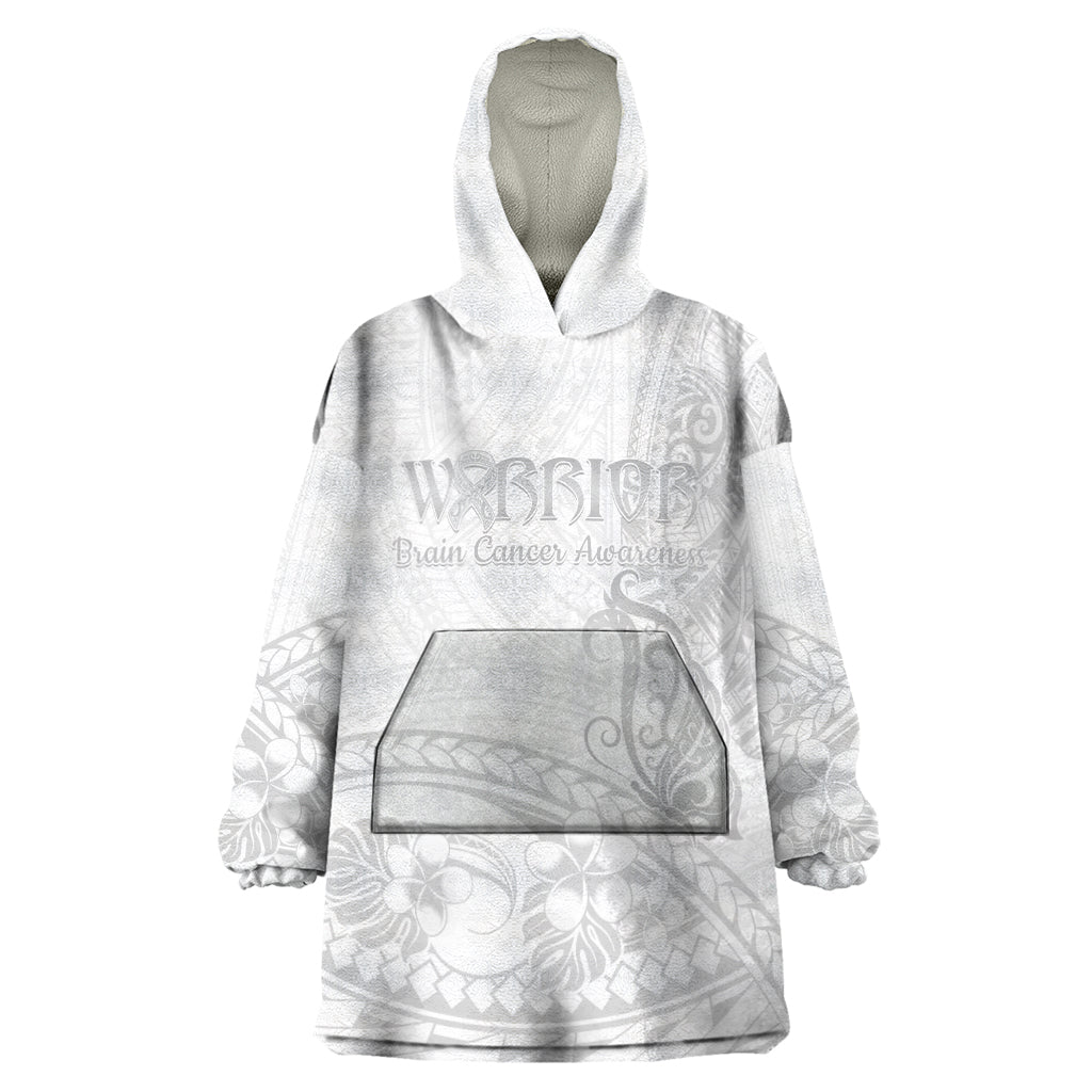 Polynesia Brain Cancer Awareness Wearable Blanket Hoodie In May We Wear Grey LT14 One Size White - Polynesian Pride
