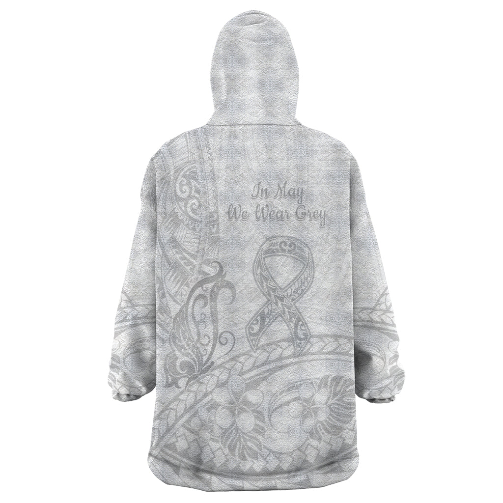 Polynesia Brain Cancer Awareness Wearable Blanket Hoodie In May We Wear Grey LT14 - Polynesian Pride