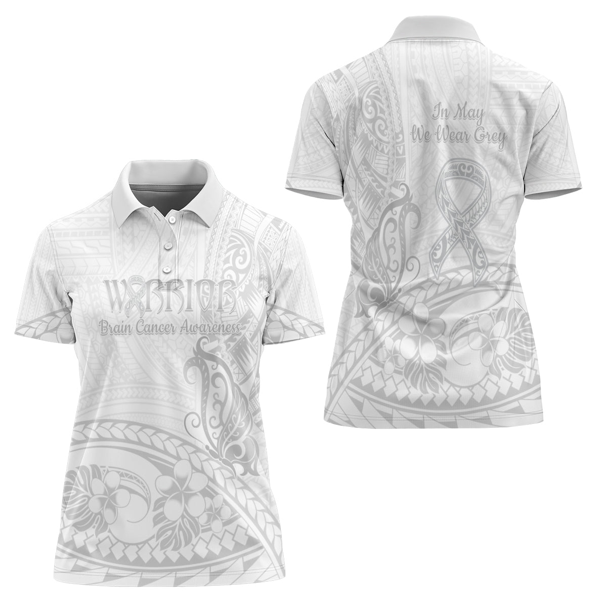 Polynesia Brain Cancer Awareness Women Polo Shirt In May We Wear Grey