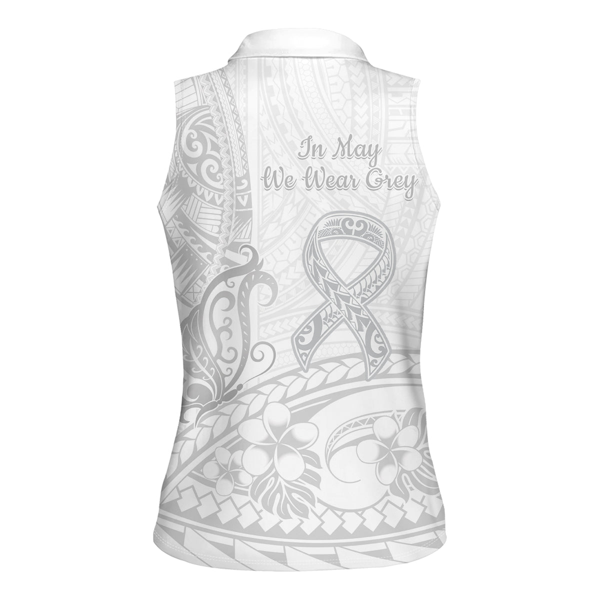 Polynesia Brain Cancer Awareness Women Sleeveless Polo Shirt In May We Wear Grey