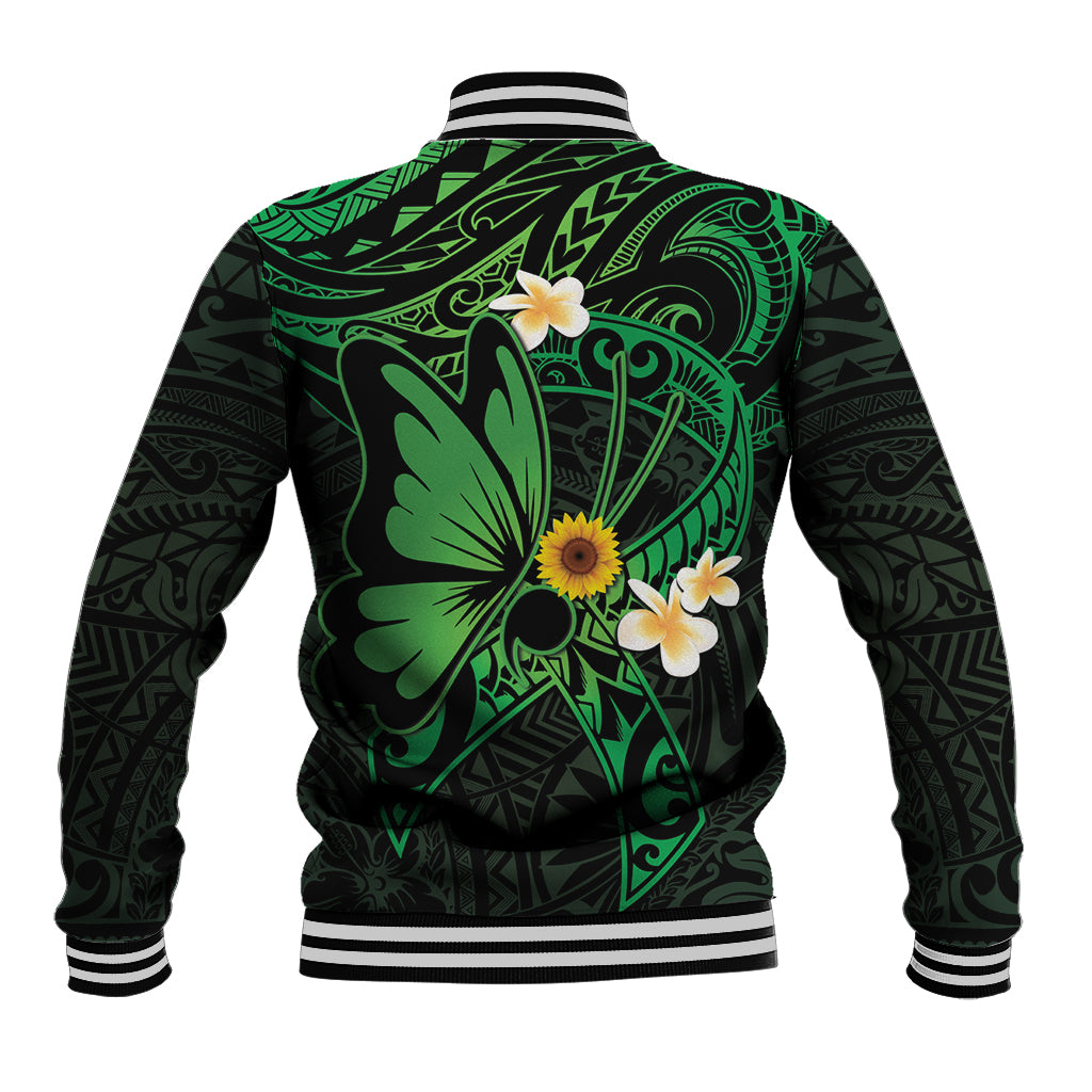 Polynesia Mental Health Awareness Baseball Jacket Green Ribbon Be Kind To Your Mind LT14 - Polynesian Pride