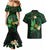 Polynesia Mental Health Awareness Couples Matching Mermaid Dress and Hawaiian Shirt Green Ribbon Be Kind To Your Mind