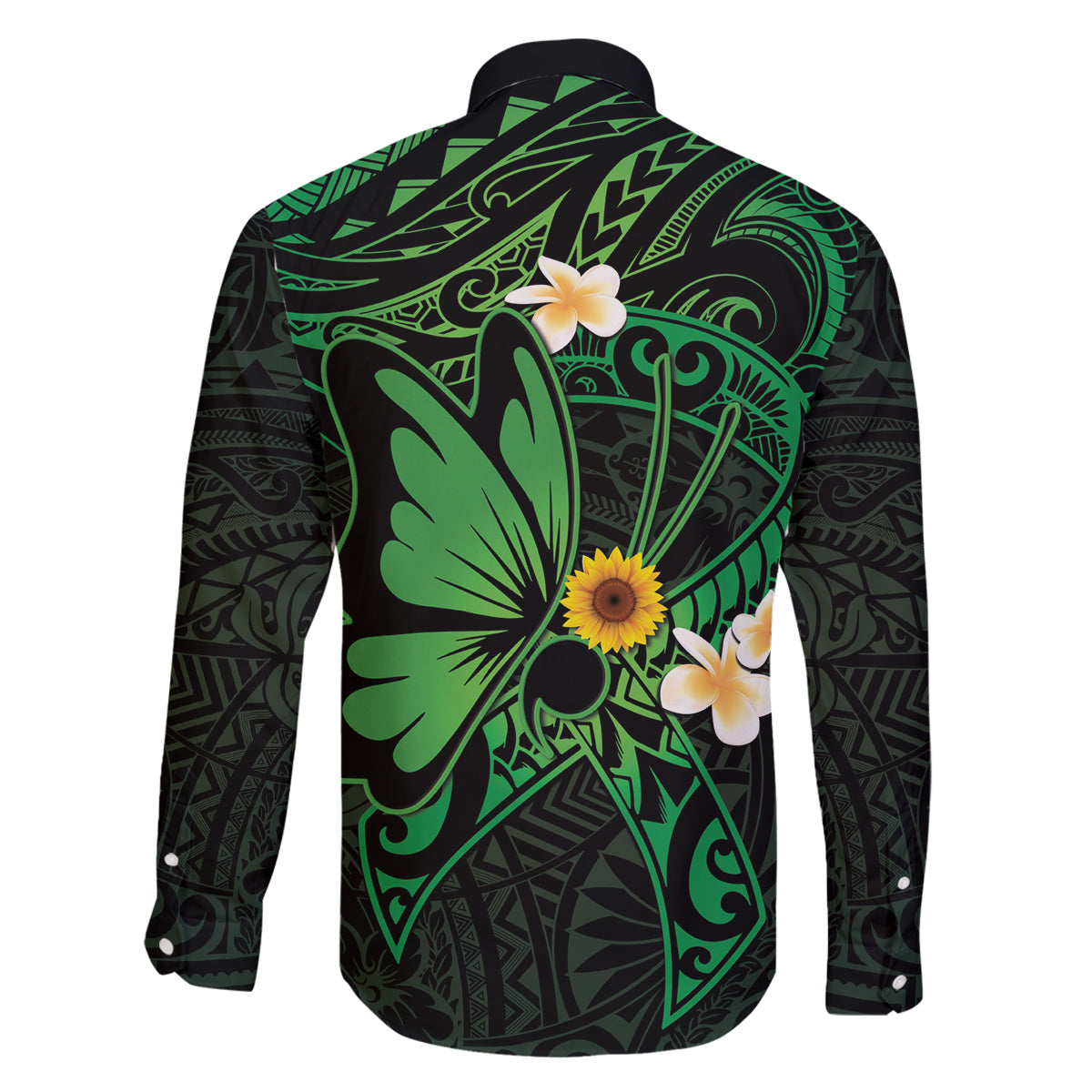 Polynesia Mental Health Awareness Family Matching Tank Maxi Dress and Hawaiian Shirt Green Ribbon Be Kind To Your Mind