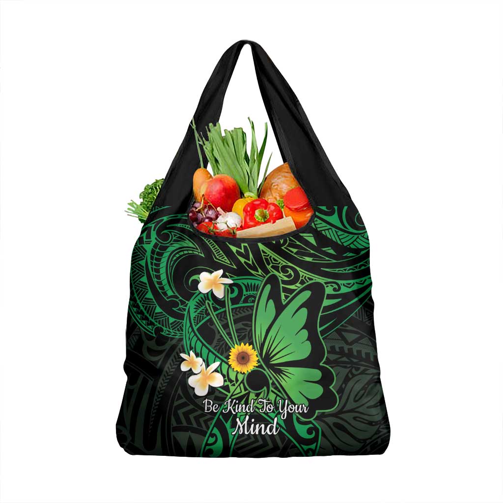 Polynesia Mental Health Awareness Grocery Bag Green Ribbon Be Kind To Your Mind LT14 1-pack One Size Green - Polynesian Pride