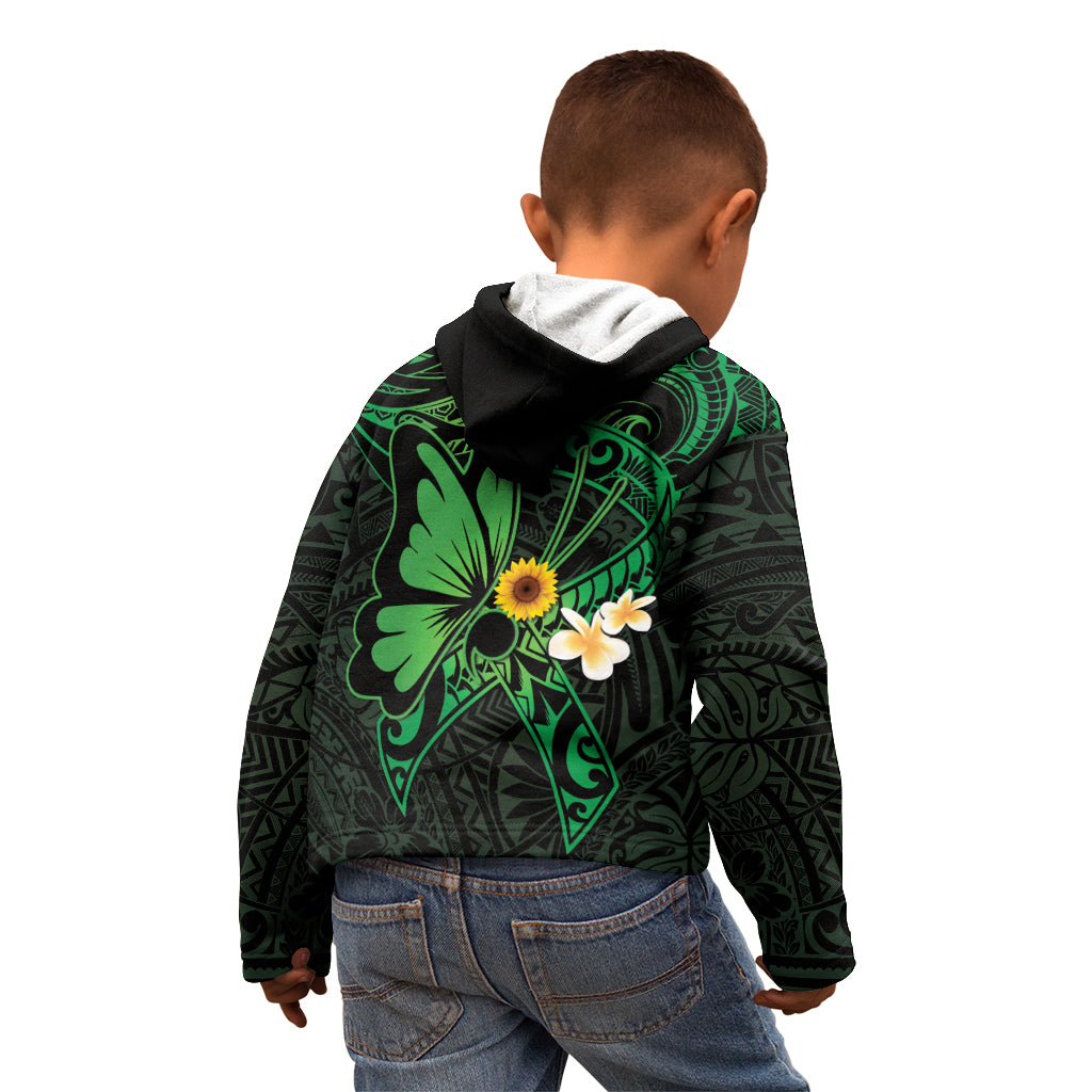 Polynesia Mental Health Awareness Kid Hoodie Green Ribbon Be Kind To Your Mind