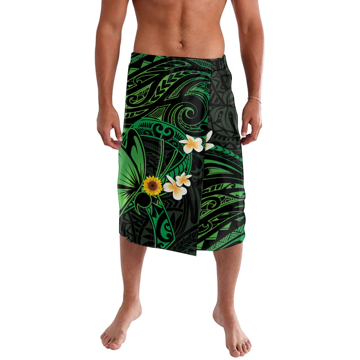 Polynesia Mental Health Awareness Lavalava Green Ribbon Be Kind To Your Mind LT14 Green - Polynesian Pride