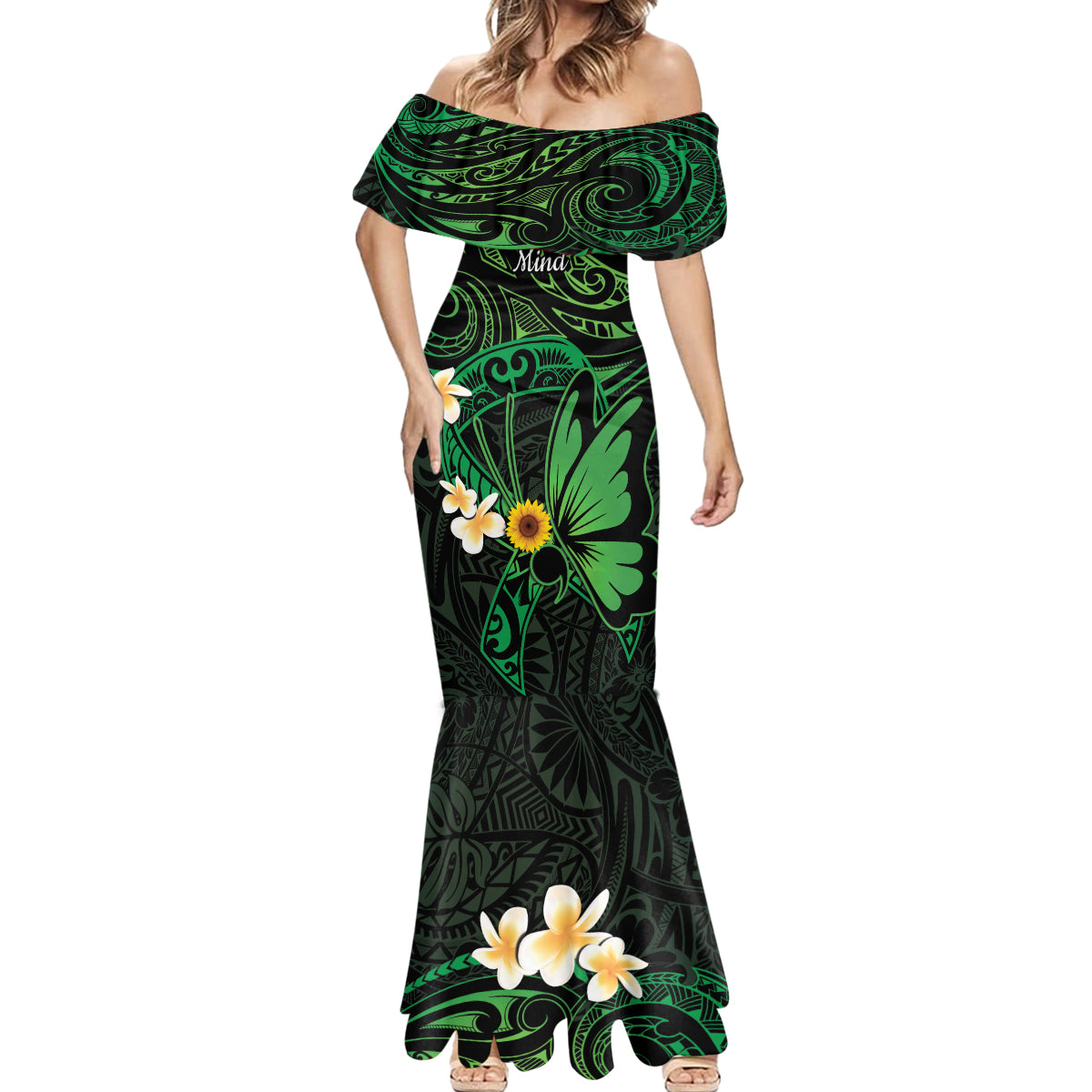 Polynesia Mental Health Awareness Mermaid Dress Green Ribbon Be Kind To Your Mind