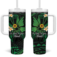 Polynesia Mental Health Awareness Tumbler With Handle Green Ribbon Be Kind To Your Mind LT14 One Size: 40 oz Green - Polynesian Pride
