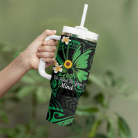 Polynesia Mental Health Awareness Tumbler With Handle Green Ribbon Be Kind To Your Mind LT14 - Polynesian Pride