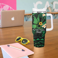 Polynesia Mental Health Awareness Tumbler With Handle Green Ribbon Be Kind To Your Mind LT14 - Polynesian Pride