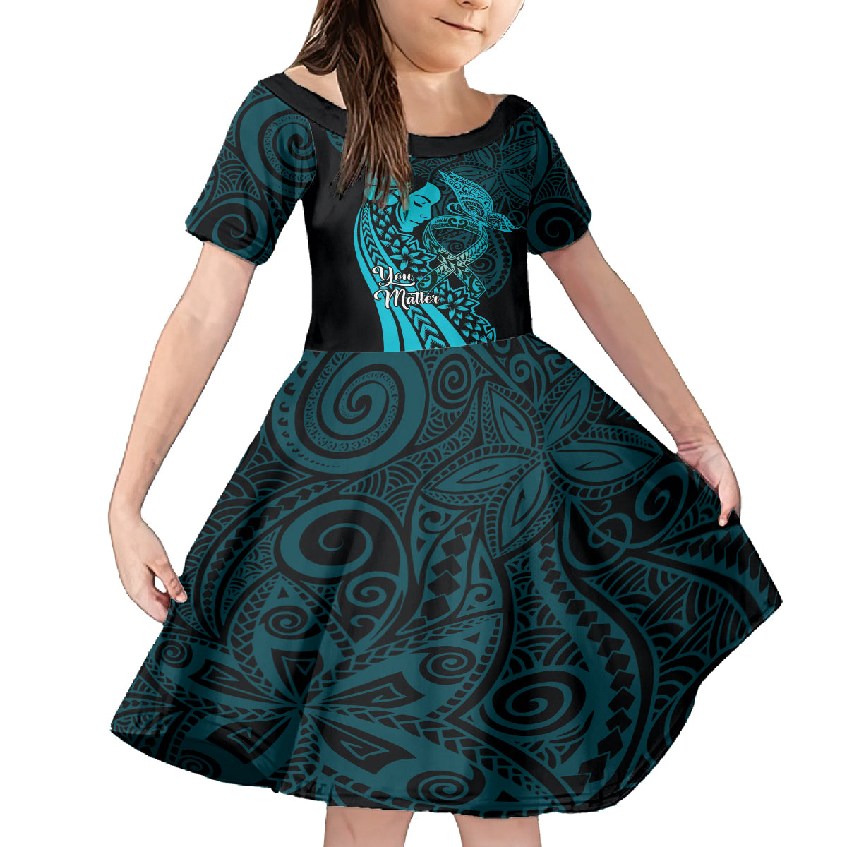 Polynesia World Ovarian Cancer Day Family Matching Tank Maxi Dress and Hawaiian Shirt You Matter Polynesian Women