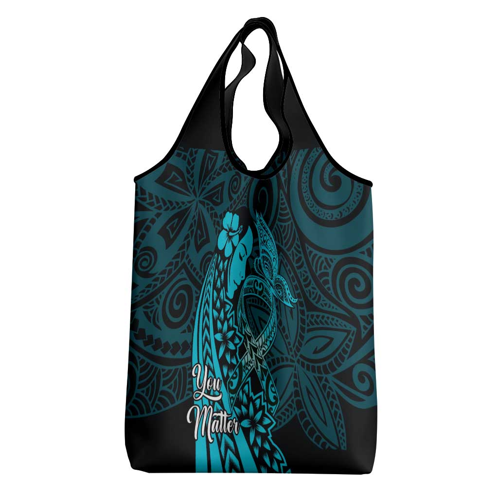 Polynesia World Ovarian Cancer Day Grocery Bag You Matter Polynesian Women LT14 - Polynesian Pride