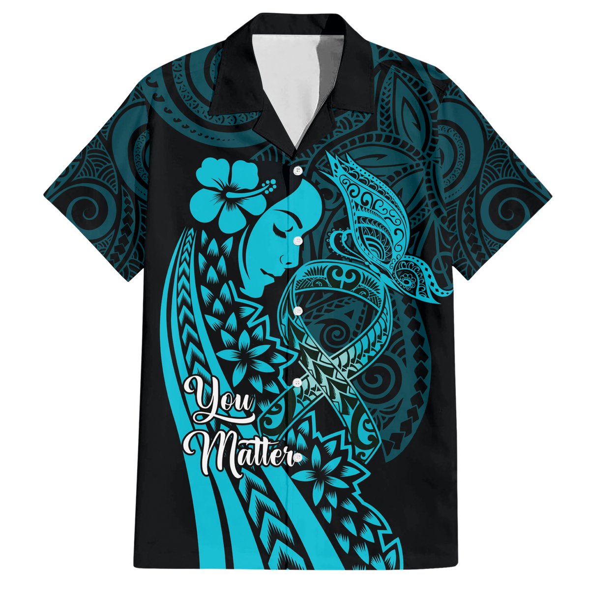 Polynesia World Ovarian Cancer Day Hawaiian Shirt You Matter Polynesian Women LT14 Teal - Polynesian Pride