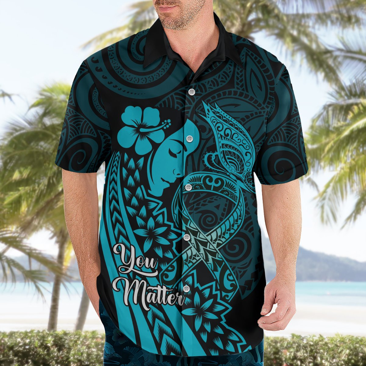 Polynesia World Ovarian Cancer Day Hawaiian Shirt You Matter Polynesian Women LT14 - Polynesian Pride