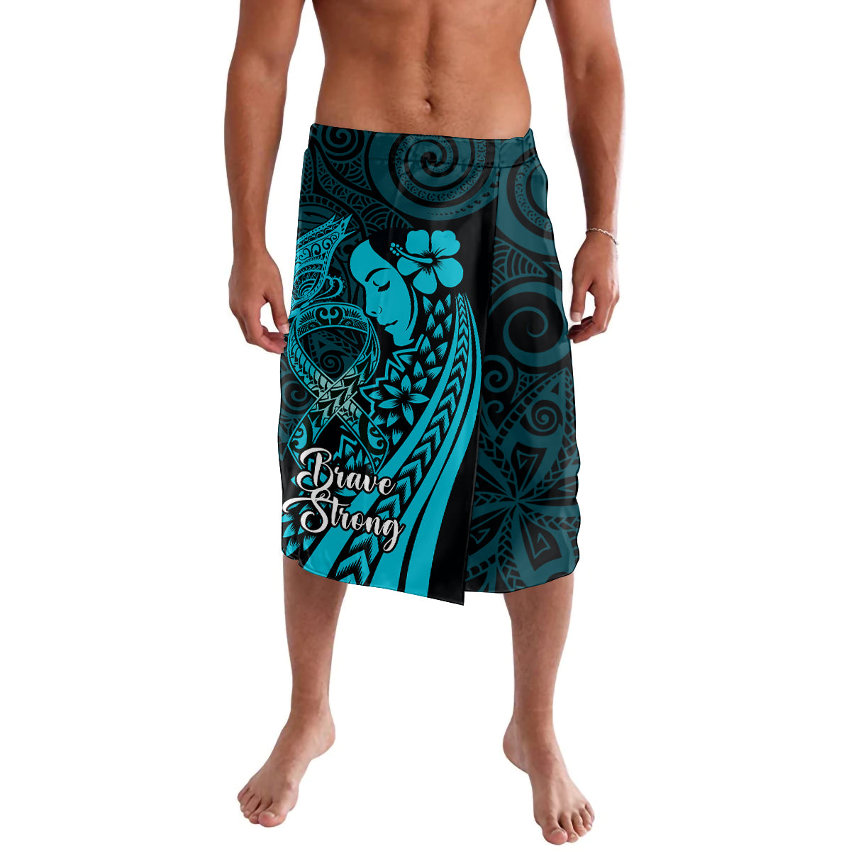Polynesia World Ovarian Cancer Day Lavalava You Matter Polynesian Women LT14 Teal - Polynesian Pride