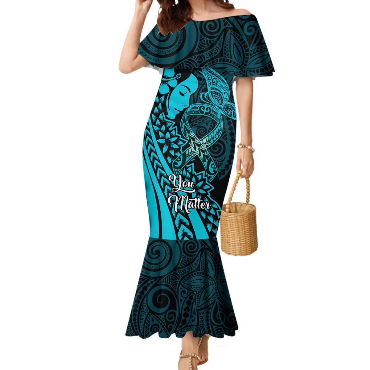 Polynesia World Ovarian Cancer Day Mermaid Dress You Matter Polynesian Women