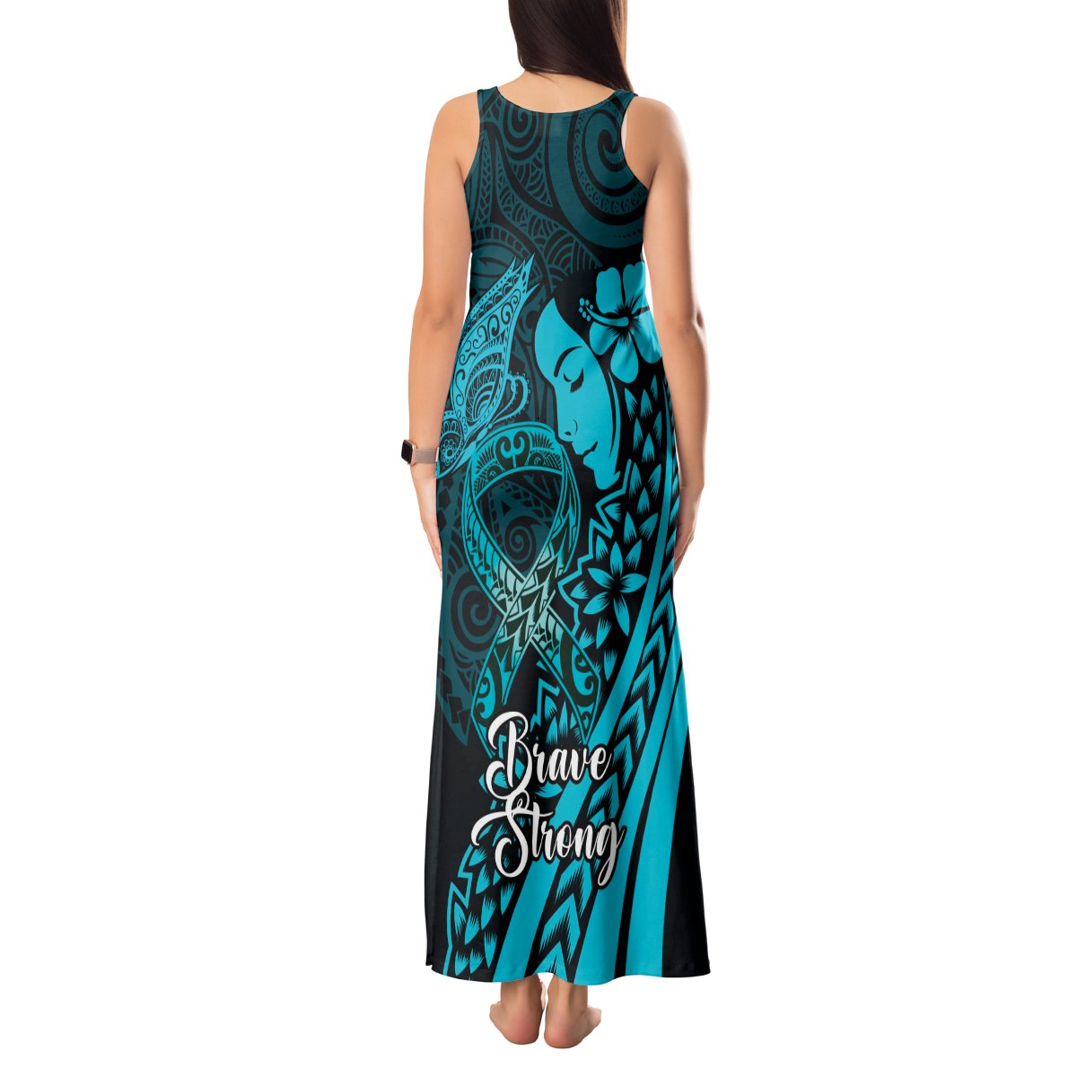 Polynesia World Ovarian Cancer Day Tank Maxi Dress You Matter Polynesian Women LT14 - Polynesian Pride