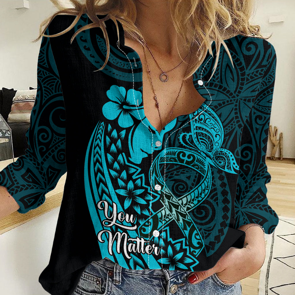 Polynesia World Ovarian Cancer Day Women Casual Shirt You Matter Polynesian Women