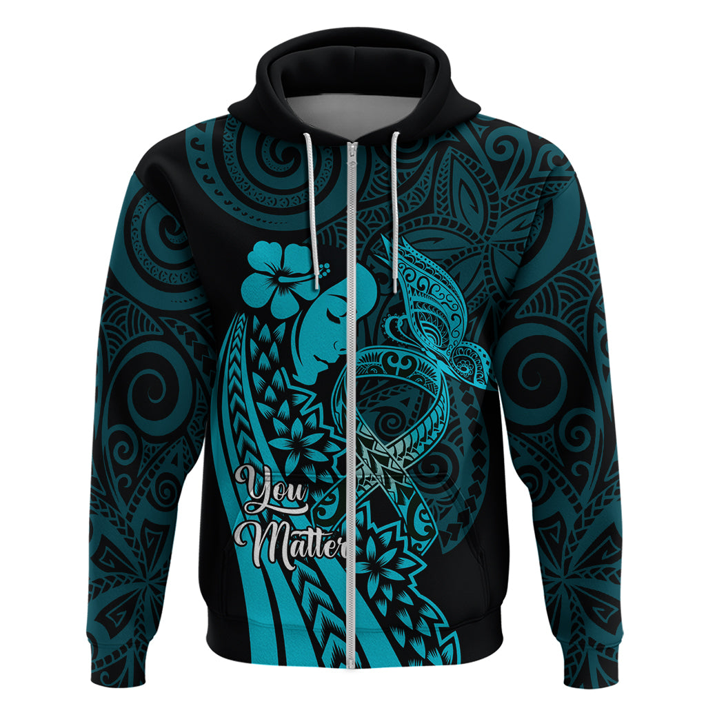 Polynesia World Ovarian Cancer Day Zip Hoodie You Matter Polynesian Women