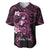 Polynesia Breast Cancer Awareness Baseball Jersey Pink Ribbon No One Fights Alone - Black