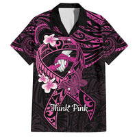 Polynesia Breast Cancer Awareness Family Matching Off The Shoulder Long Sleeve Dress and Hawaiian Shirt Pink Ribbon No One Fights Alone - Black LT14 Dad's Shirt - Short Sleeve Black - Polynesian Pride