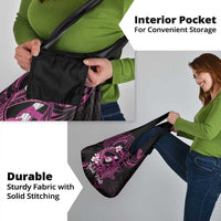 Polynesia Breast Cancer Awareness Grocery Bag Pink Ribbon No One Fights Alone - Black