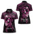 Polynesia Breast Cancer Awareness Women Polo Shirt Pink Ribbon No One Fights Alone - Black