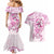 Polynesia Breast Cancer Awareness Couples Matching Mermaid Dress and Hawaiian Shirt Pink Ribbon No One Fights Alone - White