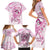 Polynesia Breast Cancer Awareness Family Matching Short Sleeve Bodycon Dress and Hawaiian Shirt Pink Ribbon No One Fights Alone - White