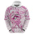 Polynesia Breast Cancer Awareness Hoodie Pink Ribbon No One Fights Alone - White