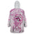 Polynesia Breast Cancer Awareness Wearable Blanket Hoodie Pink Ribbon No One Fights Alone - White