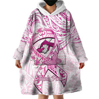 Polynesia Breast Cancer Awareness Wearable Blanket Hoodie Pink Ribbon No One Fights Alone - White LT14 - Polynesian Pride