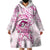 Polynesia Breast Cancer Awareness Wearable Blanket Hoodie Pink Ribbon No One Fights Alone - White