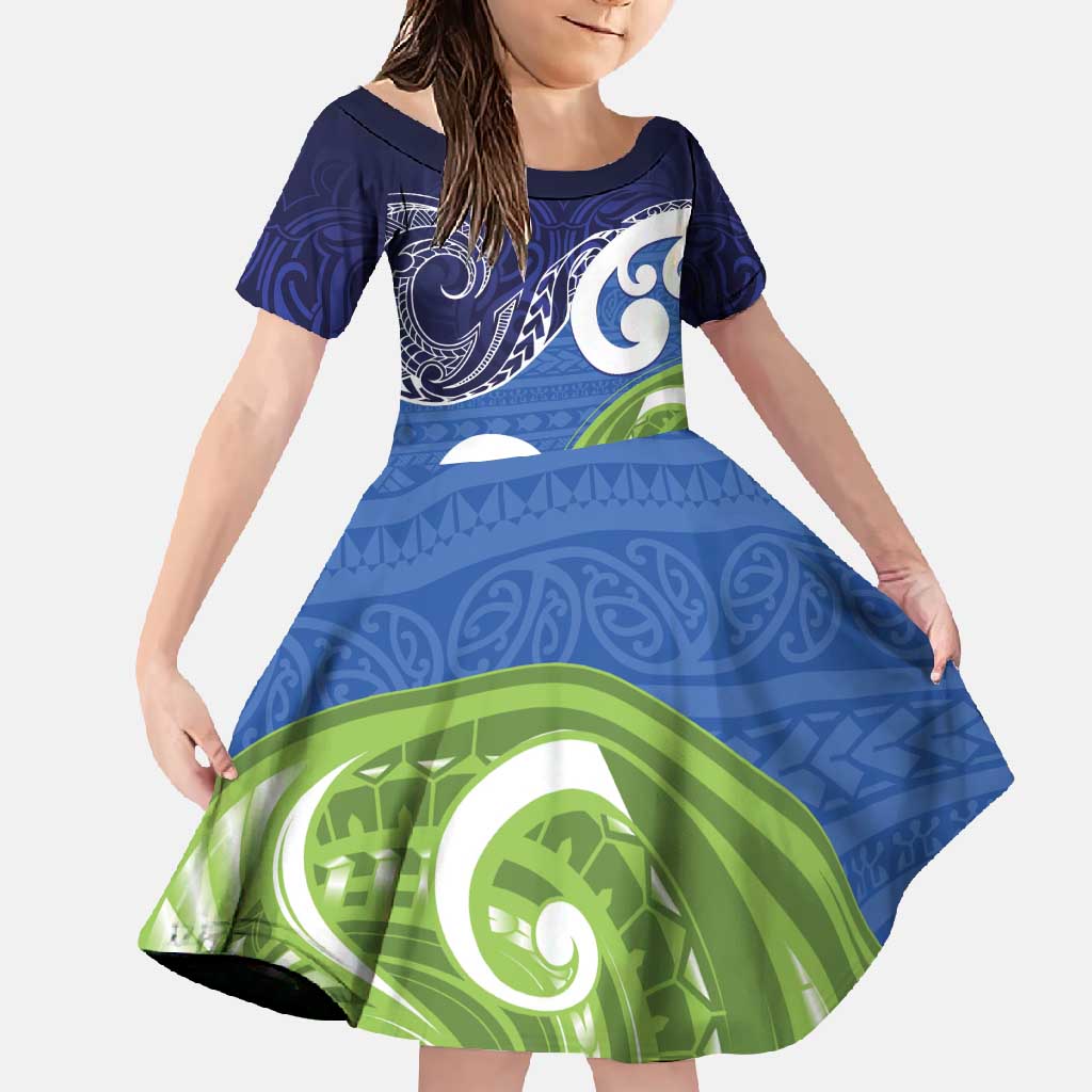 Southland New Zealand Family Matching Mermaid Dress and Hawaiian Shirt Maori Koru Flag Color