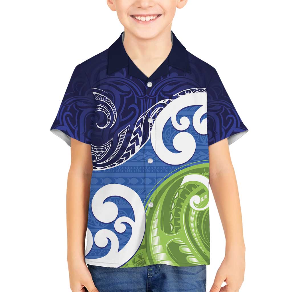 Southland New Zealand Family Matching Summer Maxi Dress and Hawaiian Shirt Maori Koru Flag Color