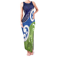 Southland New Zealand Family Matching Tank Maxi Dress and Hawaiian Shirt Maori Koru Flag Color