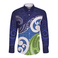 Southland New Zealand Long Sleeve Button Shirt Maori Koru Flag Color