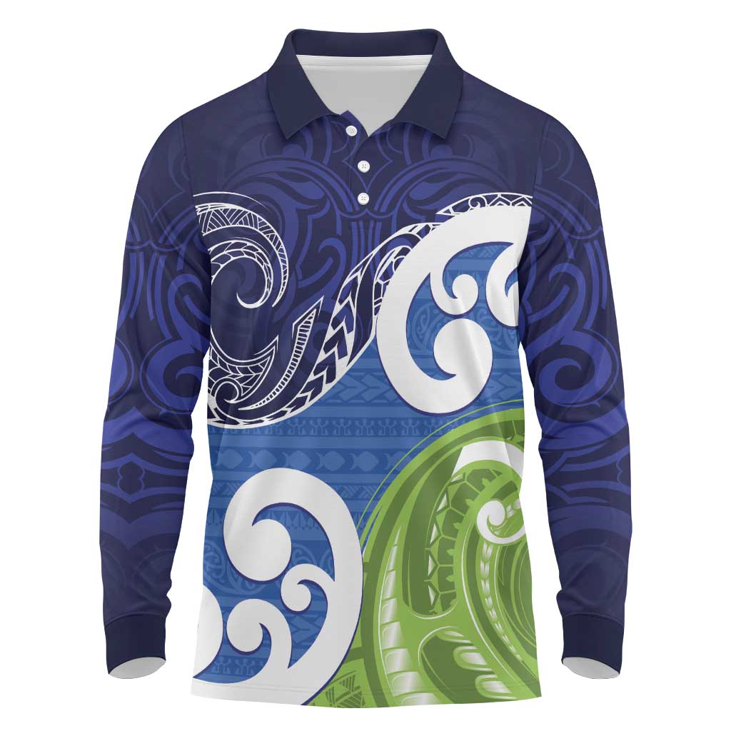 Southland New Zealand Long Sleeve Polo Shirt Maori Koru Flag Color