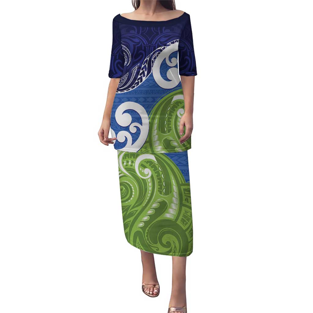 Southland New Zealand Puletasi Maori Koru Flag Color