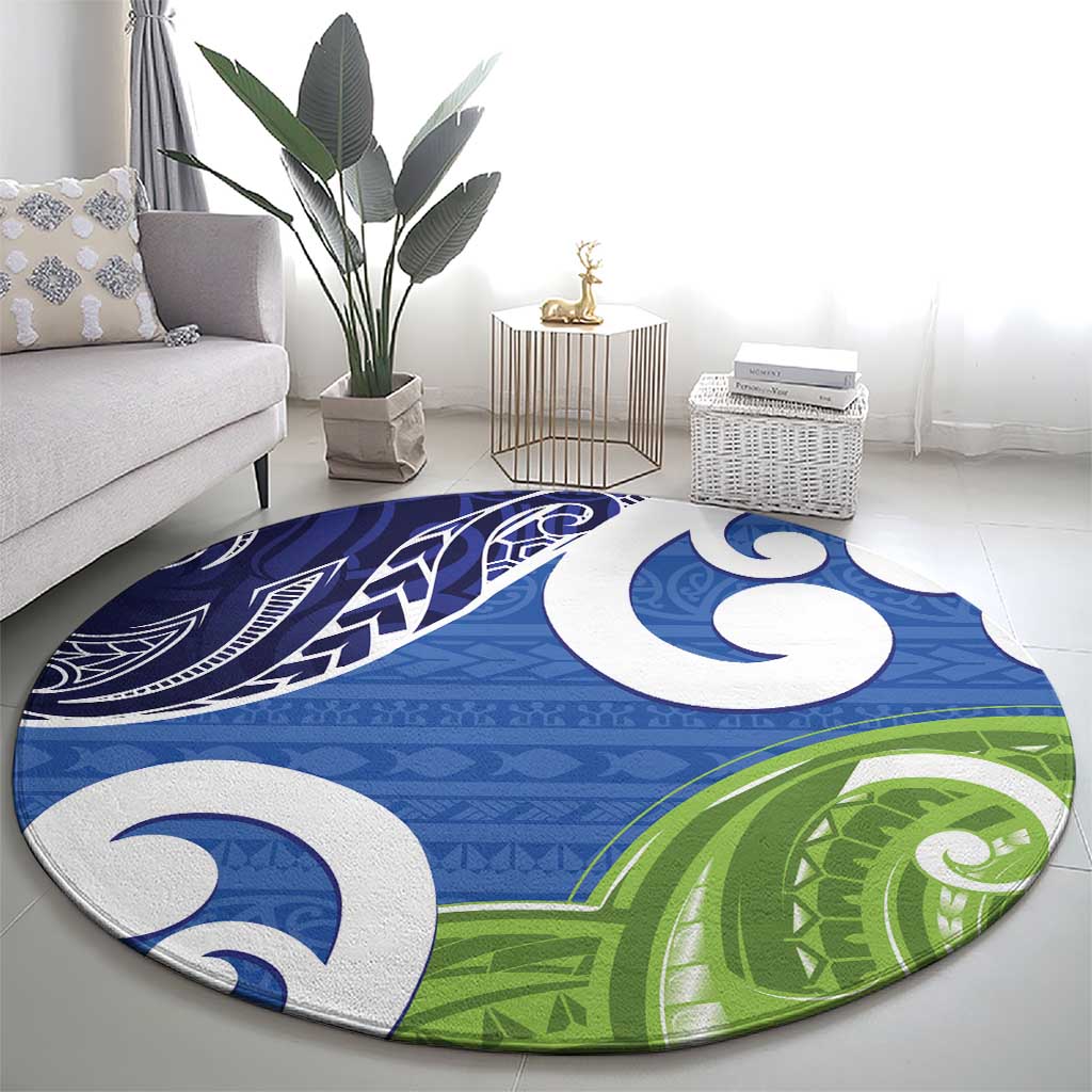 Southland New Zealand Round Carpet Maori Koru Flag Color